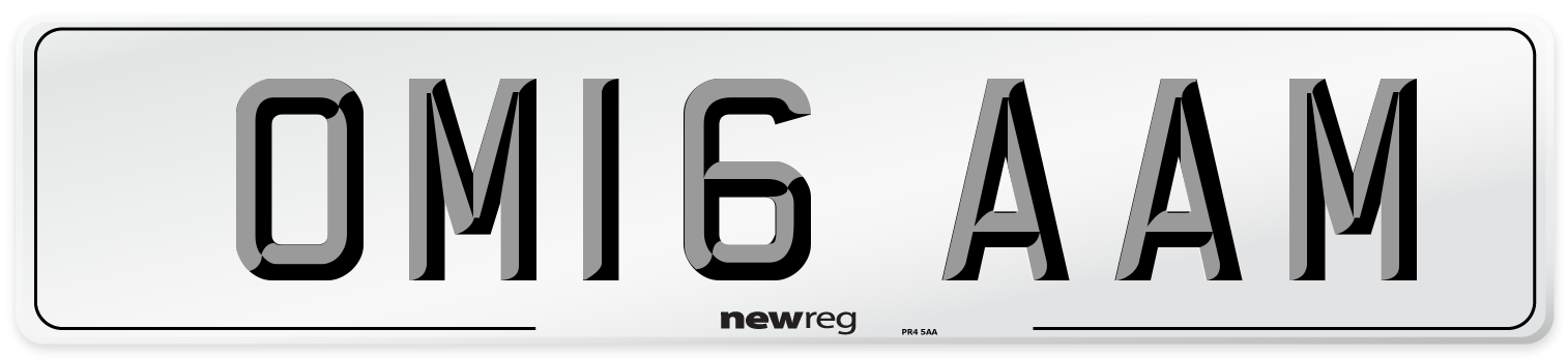 OM16 AAM Number Plate from New Reg